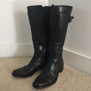 Clarks Tall Knee-high Black Leather Riding Boots